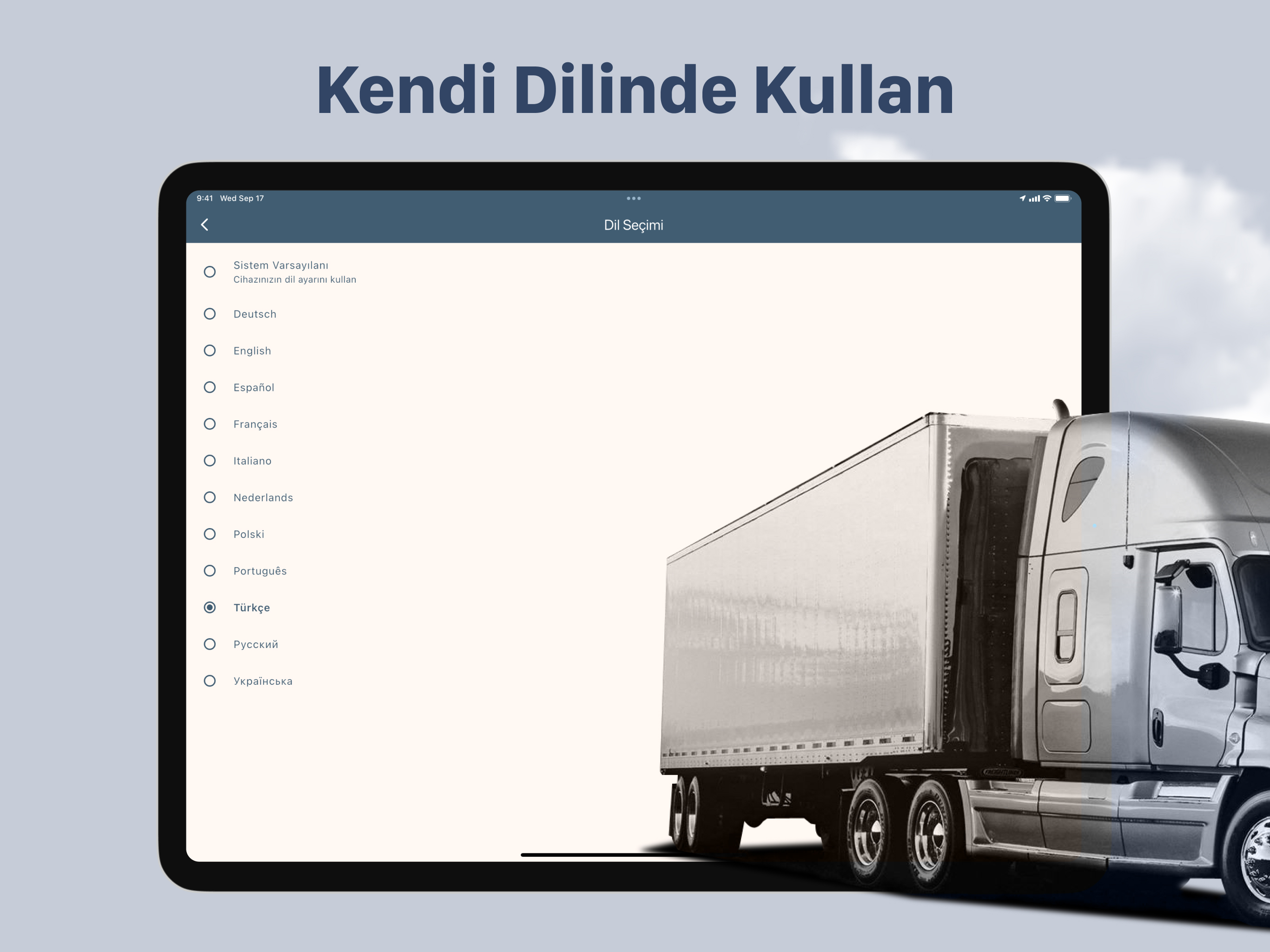RotaTalk iPad Uygulama Dilleri Ekranı