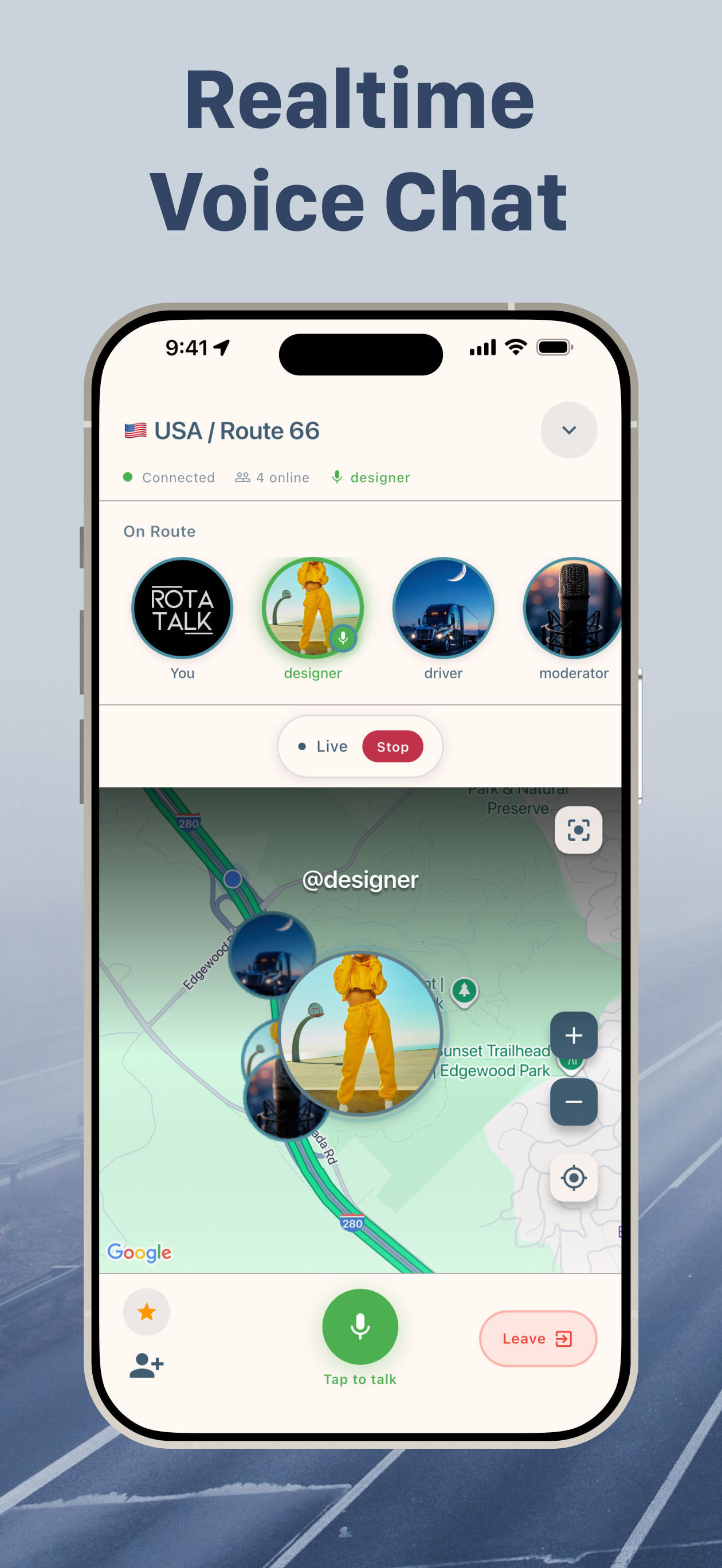 RotaTalk iPhone Voice Chat Screen