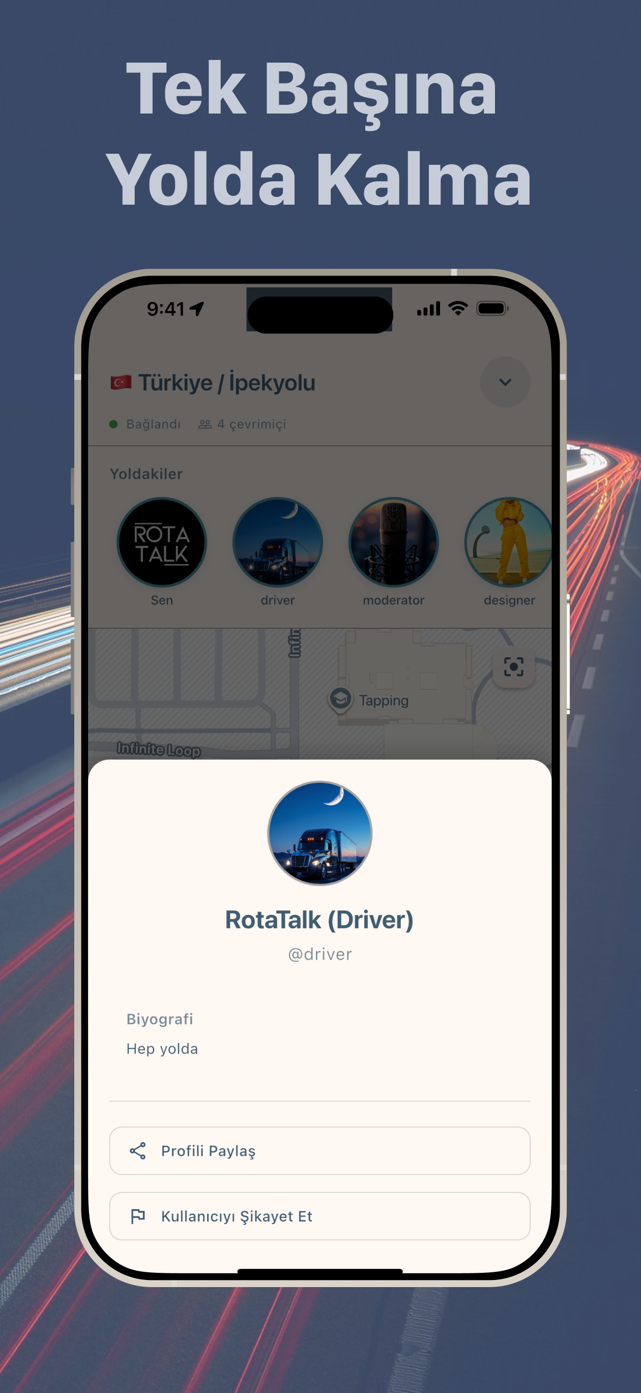 RotaTalk iPhone Kullanıcı Görüntüleme Ekranı