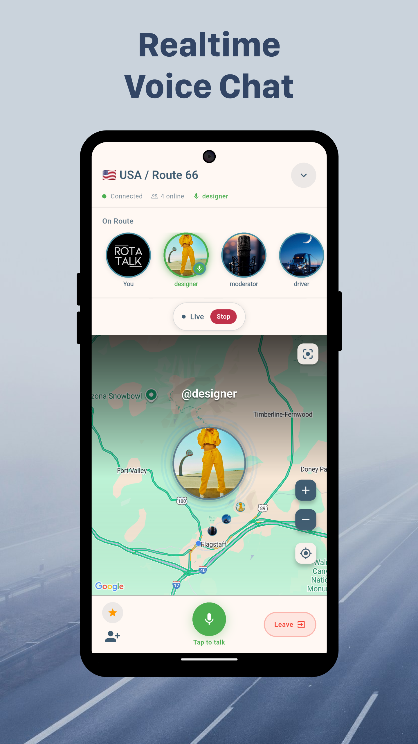 RotaTalk Android Phone Voice Chat Screen