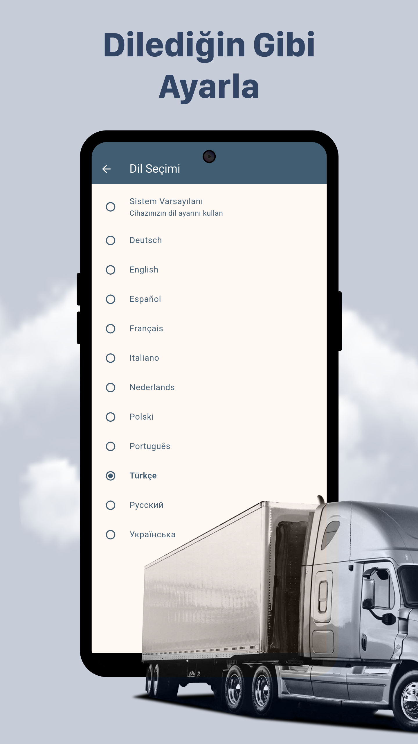 RotaTalk Android Telefon Uygulama Dilleri Ekranı