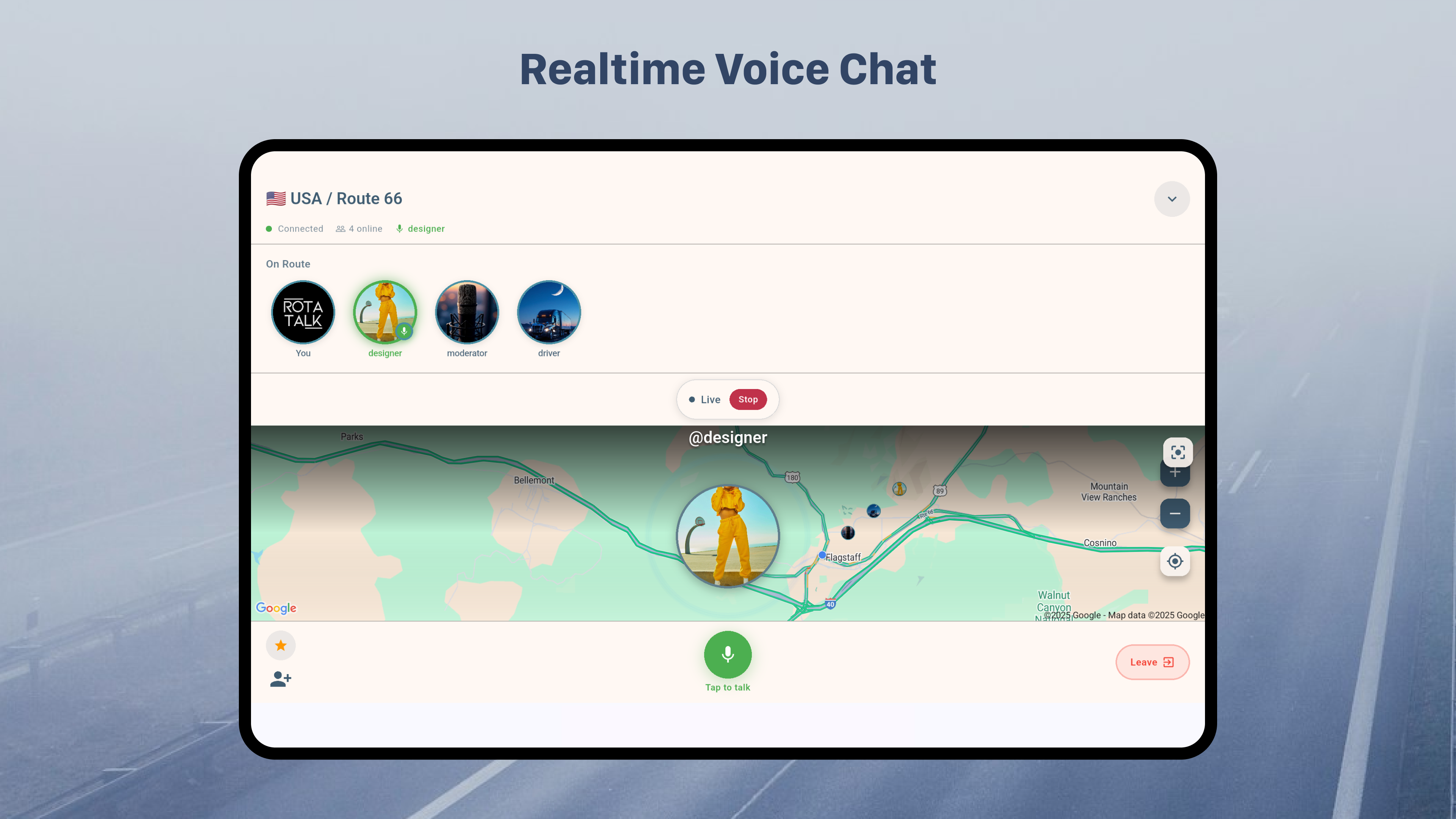 RotaTalk Android 10-inch Tablet Voice Chat Screen
