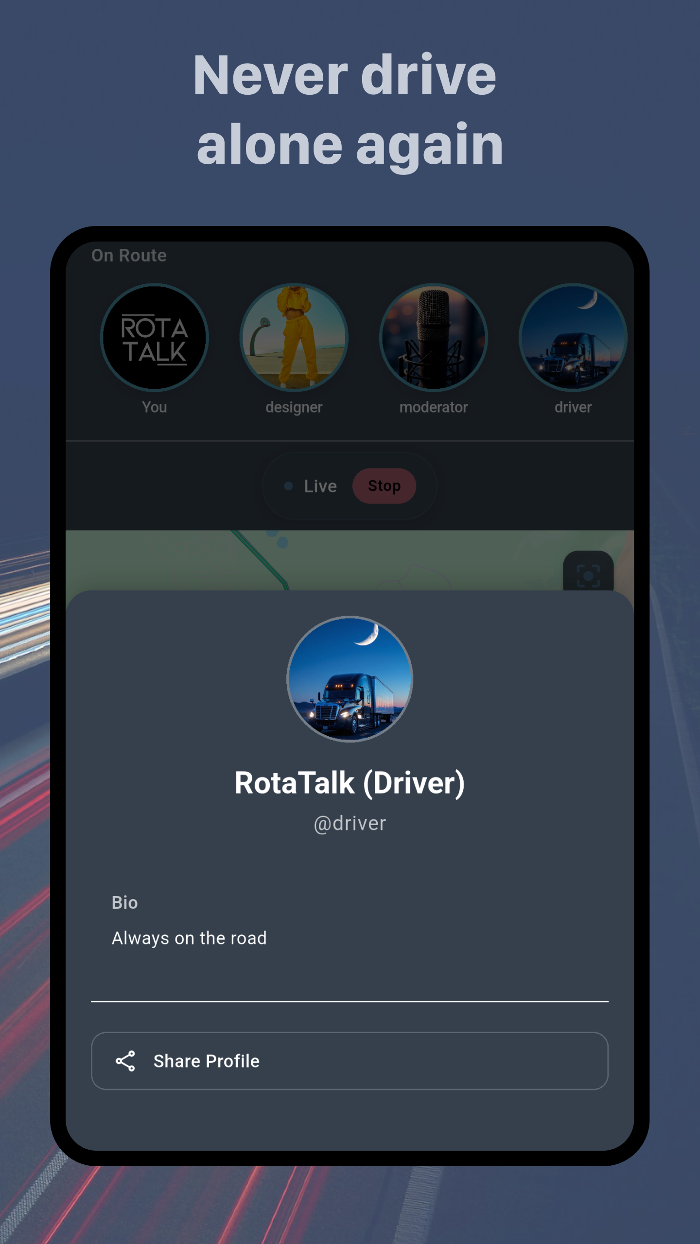 RotaTalk Android 7-inch Tablet View User Profile Screen