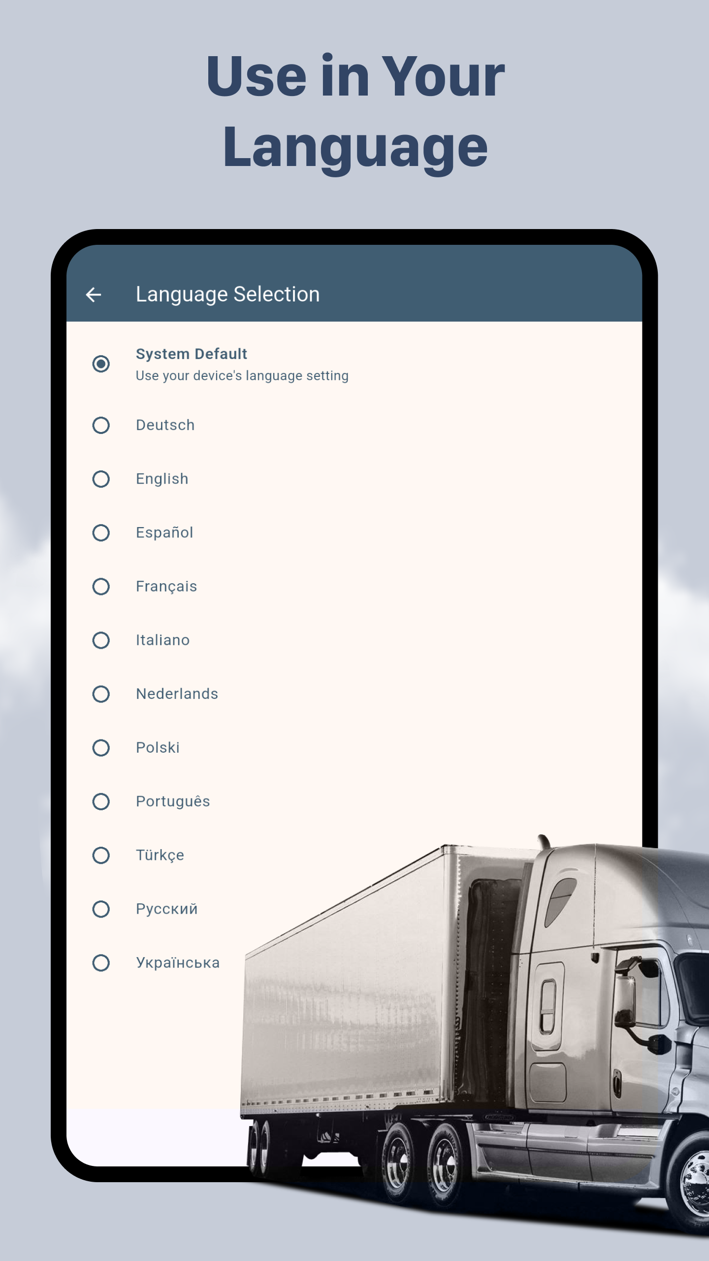 RotaTalk Android 7-inch Tablet Supported Language Screen