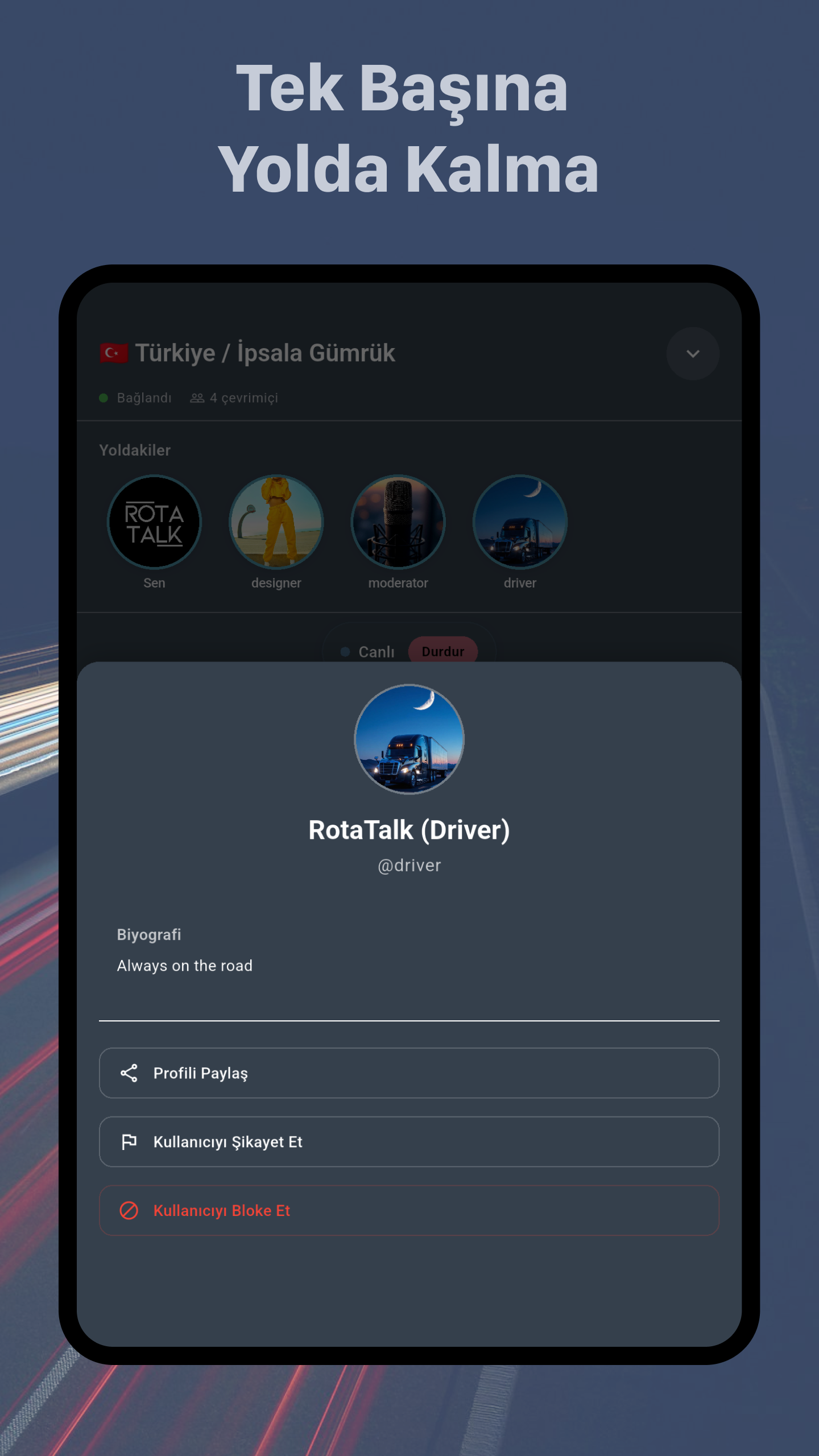 RotaTalk Android 7-inç Tablet Kullanıcı Görüntüleme Ekranı