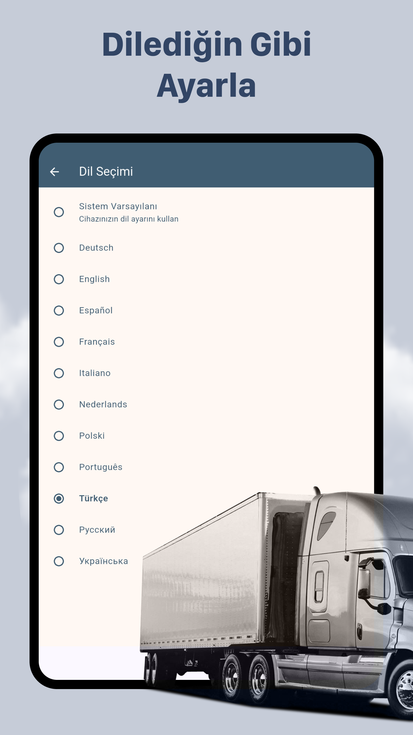 RotaTalk Android 7-inç Tablet Uygulama Dilleri Ekranı
